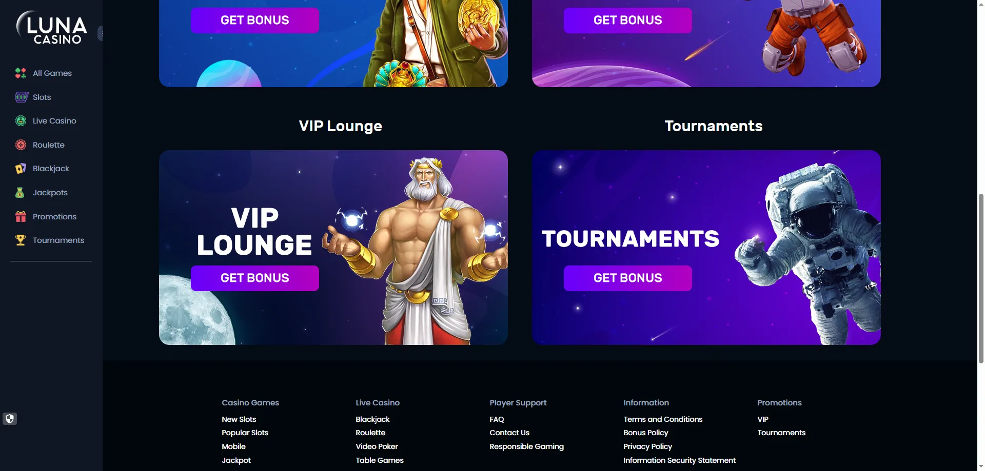 Bono de bienvenida Luna Casino 100% hasta €100 más 50 giros gratis