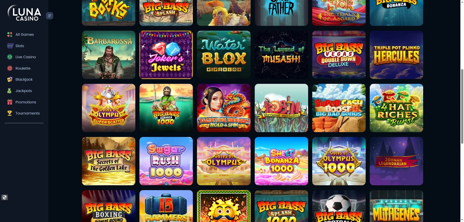 Slots online en Luna Casino con jackpots progresivos más de 800000 euros